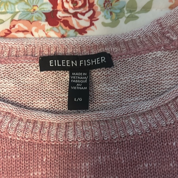 Eileen Fisher Organic Cotton Linen Slub Top Pink Woman’s Size Large - Picture 2 of 7
